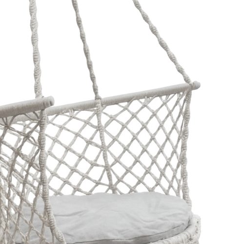 Boho stílusú gólyafészek hintaszék  háttámlával szürke, 80 cm ,150 kg