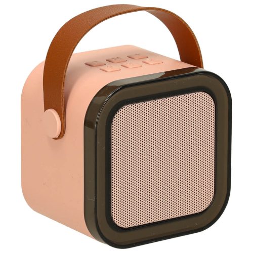Mini Karaoke Szett – Hordozható Bluetooth Hangszóró és Vezeték Nélküli Mikrofon RGB LED Fénnyel, rózsaszín