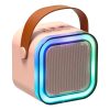 Mini Karaoke Szett – Hordozható Bluetooth Hangszóró és Vezeték Nélküli Mikrofon RGB LED Fénnyel, rózsaszín