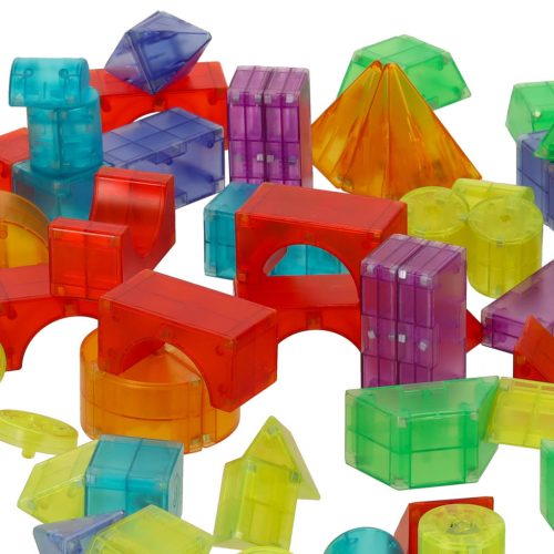 3D építő mágneses téglák LED világító 64 darab