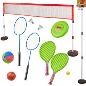   Sportkészlet 5 az 1 ben játékszett tollaslabda, kosárlabda, röplabda, tenisz, frizbi