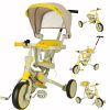 TRIKE FIX V4 tricikli gyerekeknek árnyékoló tetővel, tolókarral, sárga-szürke