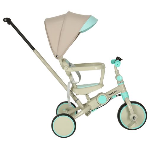 TRIKE FIX V4 tricikli gyerekeknek árnyékoló tetővel, tolókarral, kék-szürk