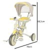 TRIKE FIX V4 tricikli gyerekeknek árnyékoló tetővel, tolókarral, sárga-szürke