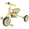 TRIKE FIX V4 tricikli gyerekeknek árnyékoló tetővel, tolókarral, sárga-szürke