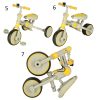 TRIKE FIX V4 tricikli gyerekeknek árnyékoló tetővel, tolókarral, sárga-szürke
