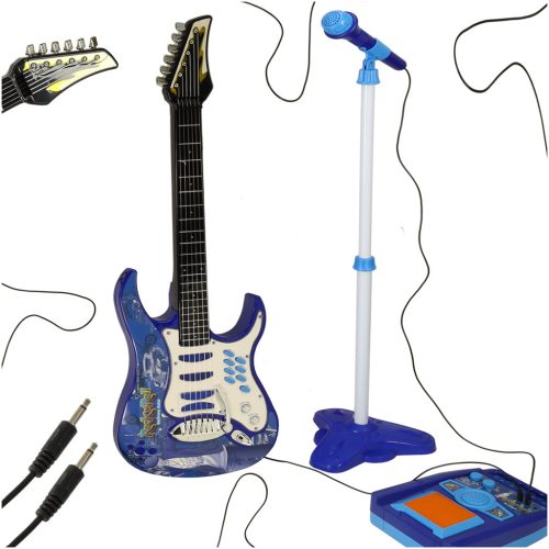 Elektromos gitár szett mikrofonnal és erősítővel - kék