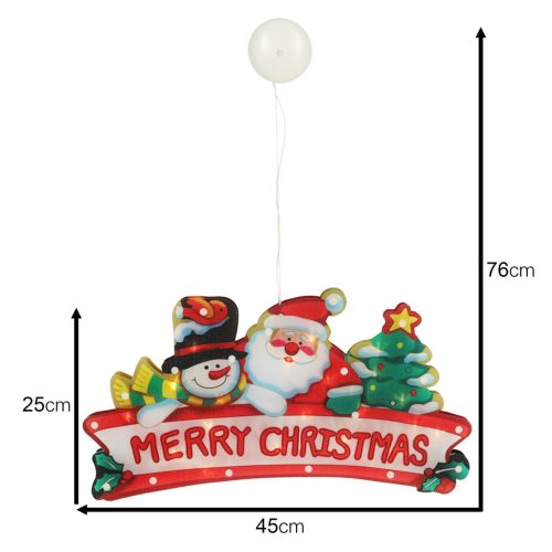 LED karácsonyi fény Merry Christmas felirat 45cm, tapadokoronggal