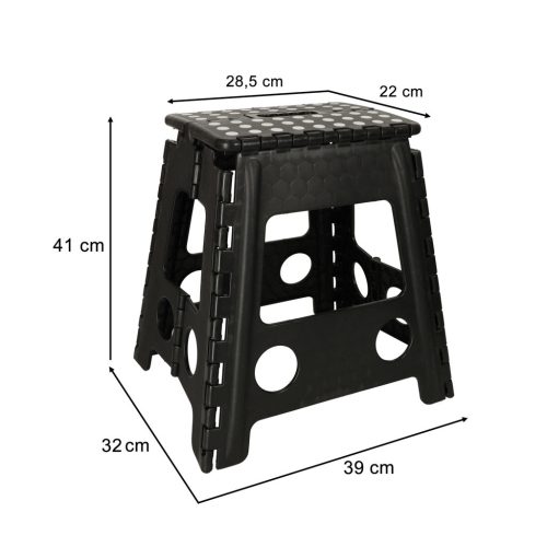 Csúszásmentes összecsukható zsámoly 39cm fekete