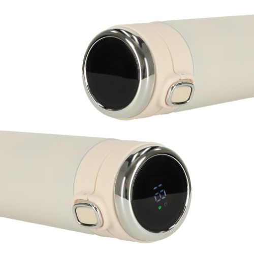 Acél termo bögre termosz, smart LED hömérséklet kijelzővel, 420ml, bézs színben