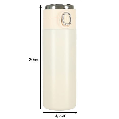 Acél termo bögre termosz, smart LED hömérséklet kijelzővel, 420ml, bézs színben