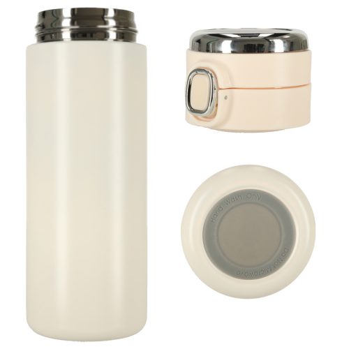 Acél termo bögre termosz, smart LED hömérséklet kijelzővel, 420ml, bézs színben