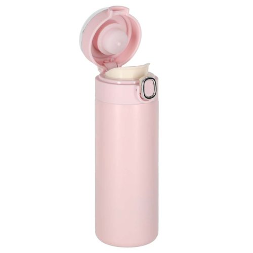 Termo bögre szívószállal LED termosz 420ml rózsaszínű