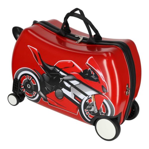 Gyerek utazótáska kerekekkel, kézipoggyász motor mintával