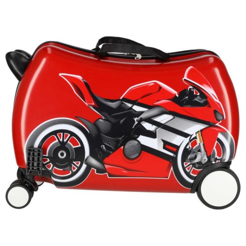 Gyerek utazótáska kerekekkel, kézipoggyász motor mintával