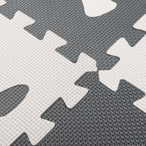 Habszivacs puzzle szőnyeg gyerekeknek 9 db fekete-ecru 85cm x 85cm x 1cm