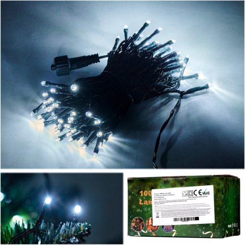 LED lámpák fénylánc 10m 100LED hideg fehér