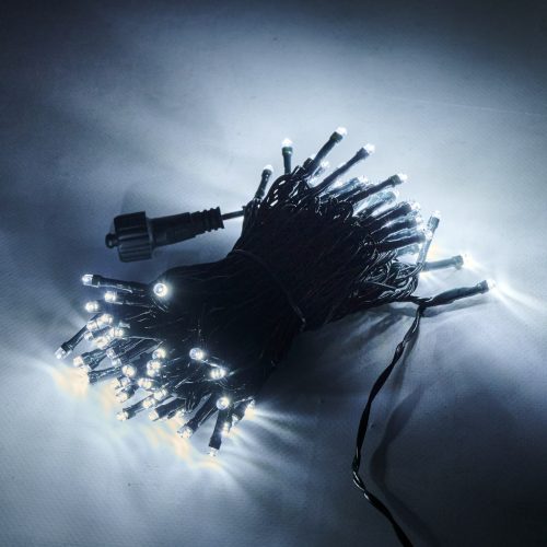 LED lámpák fénylánc 10m 100LED hideg fehér