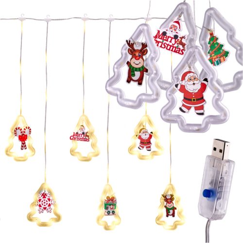 LED karácsonyfa függöny fények 3m 10 USB 