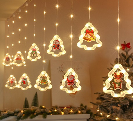 LED karácsonyfa függöny fények 3m 10 USB 