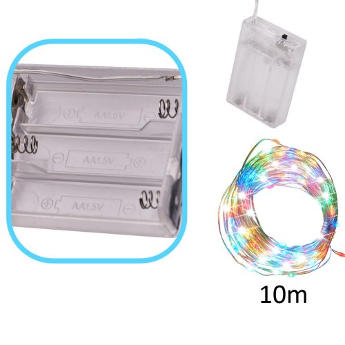LED dekoratív drót lámpa, 10m, 100LED, több színű