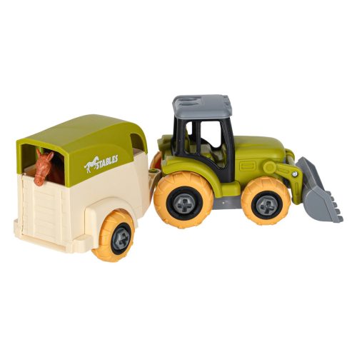 Szétszerelhető Mezőgazdasági játék készlet kombájn, traktor, pótkocsi csavarhúzóval