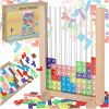 Montessori fából készült Tetris álló logikai és finommotorika fejlesztő játék