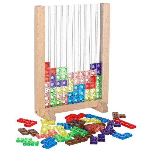 Montessori fából készült Tetris álló logikai és finommotorika fejlesztő játék