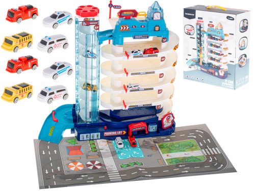 Parkolóház 5 szintes elektromos felvonó + alátét + 8 autó