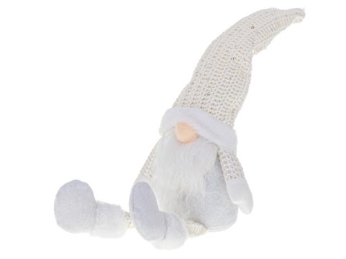 Karácsonyi gnóm szakállas manó, fehér 47cm