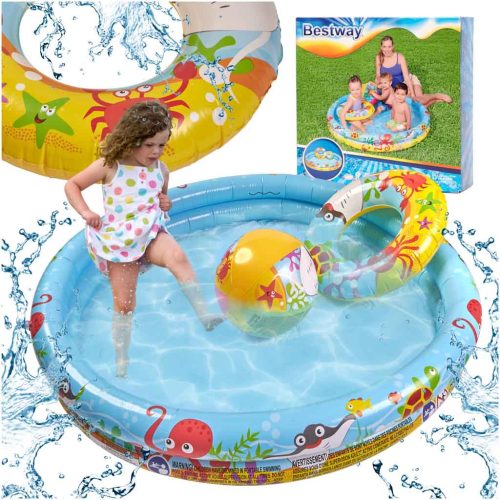 BESTWAY 51124 Medence szett úszógumival és labdával, 122cm