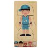 Fa puzzle montessori testrészek, fiú