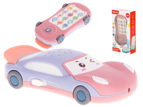 Autó baba játék telefon, csillag kivetítővel rózsaszín