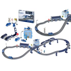   Elektromos vonat vasút 92 darabos játék készlet ~300cm, rendőrség