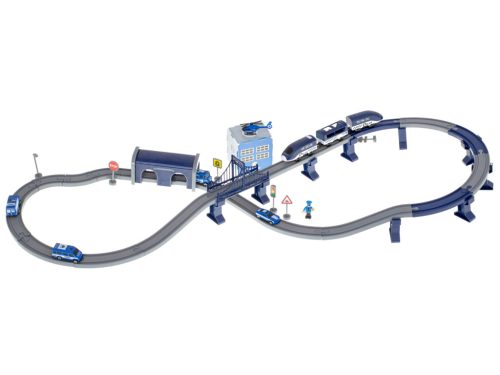 Elektromos vonat vasút 92 darabos játék készlet ~300cm, rendőrség
