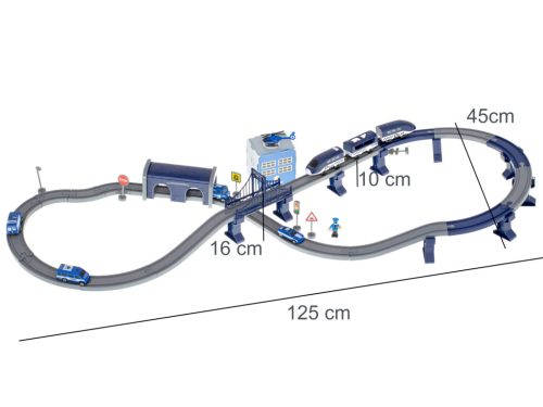 Elektromos vonat vasút 92 darabos játék készlet ~300cm, rendőrség
