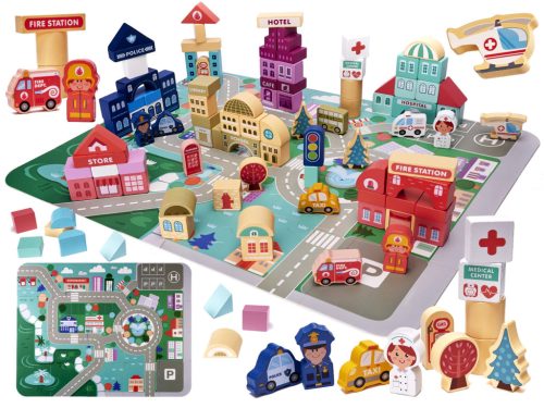 Oktatási fa város puzzle blokkok 100 db