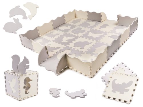 Habszivacs puzzle szőnyeg/gyerekeknek járóka 36 db szürke-ecru