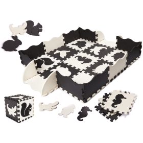   Habszivacs puzzle szőnyeg / játszószőnyeg gyerekeknek 25 darab, fekete-fehér