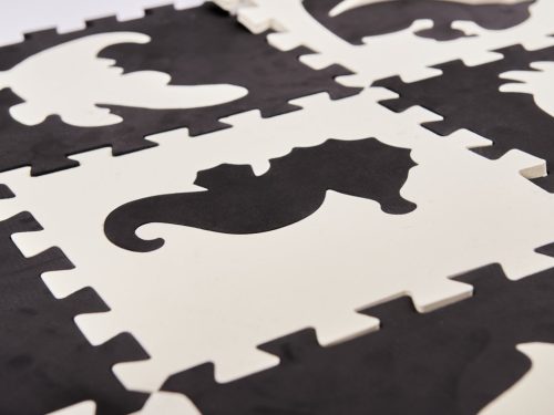 Habszivacs puzzle szőnyeg / játszószőnyeg gyerekeknek 25 darab, fekete-fehér