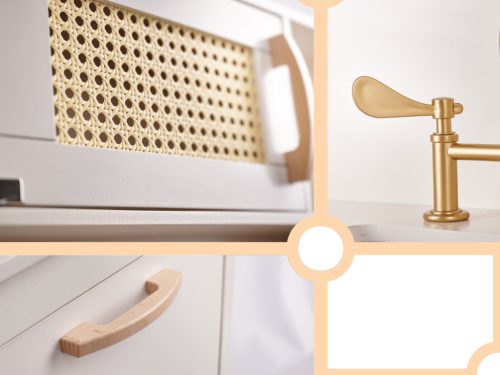 Gyermek retro MDF fa konyha BOHO kiegészítőkkel
