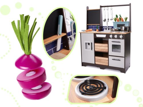Ecotoys gyerek játékkonyha kréta táblával, tartozékokkal XXL 96cm