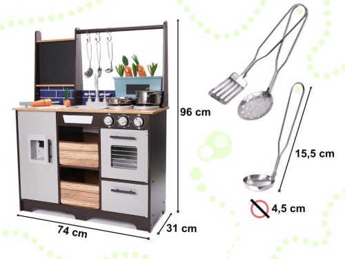 Ecotoys gyerek játékkonyha kréta táblával, tartozékokkal XXL 96cm