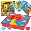 Oktató mozaik puzzle színes gombokkal, 10 sablonnal, 57 db
