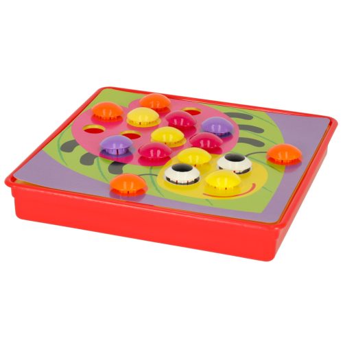 Oktató mozaik puzzle színes gombokkal, 10 sablonnal, 57 db
