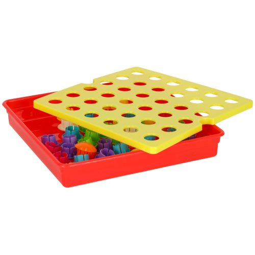 Oktató mozaik puzzle színes gombokkal, 10 sablonnal, 57 db