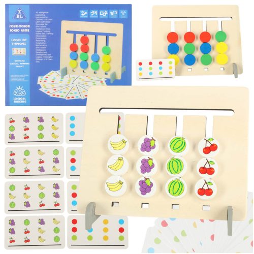 Fából készült oktatási játék montessori, színes gyümölcsök