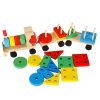 Fa szortírozó ügyességi puzzle vonat mozdony + vagonok 30cm