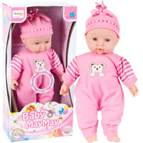 Malplay Alvós Baba rózsaszín pizsamában, hanggal 34cm