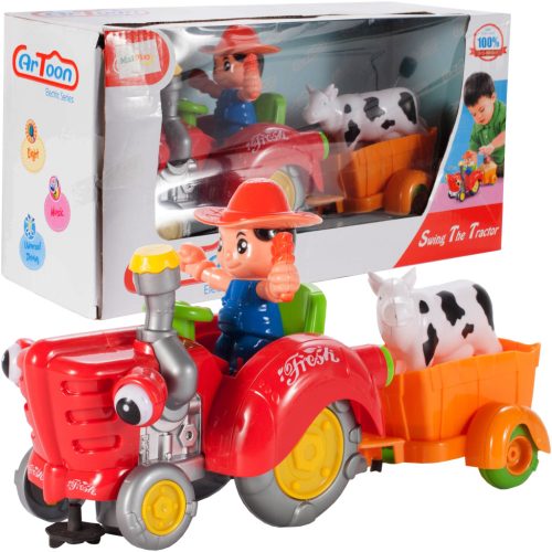 Mezőgazdasági traktor csirkével/tehénnel, pótkocsival